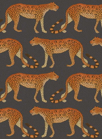 Tapete Leopard Walk - Charcoal/ Orange