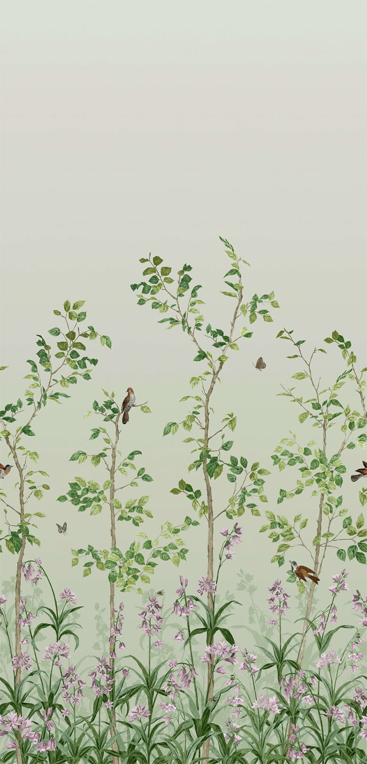 Tapete Bird and Bluebell - Pea Green