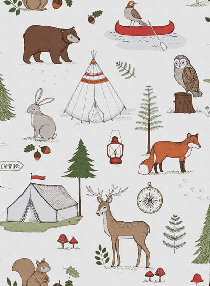 Kindertapete Camping Trip - Multi