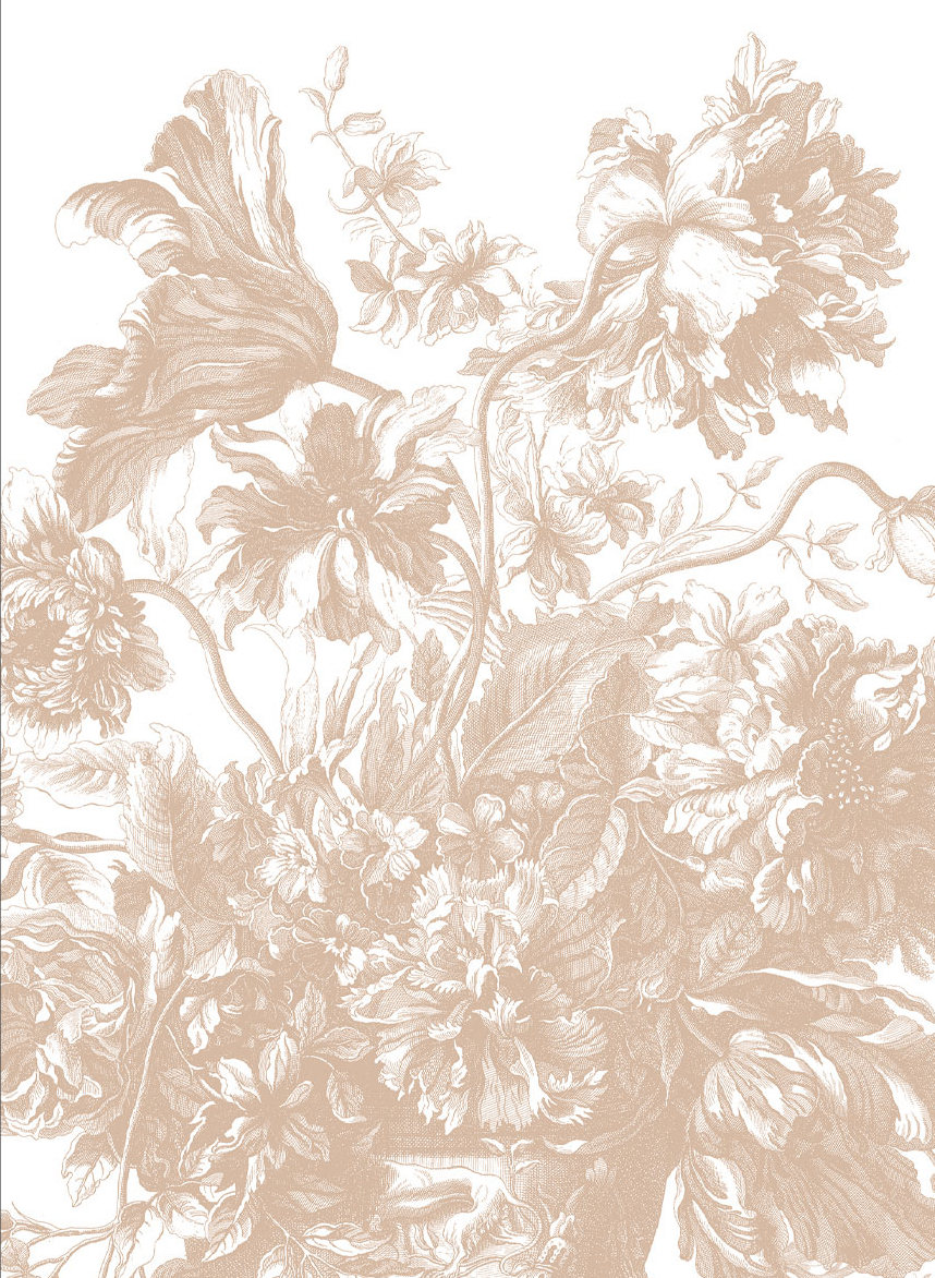Wandbild Engraved Flowers Uyterlinde - Nude 195 cm
