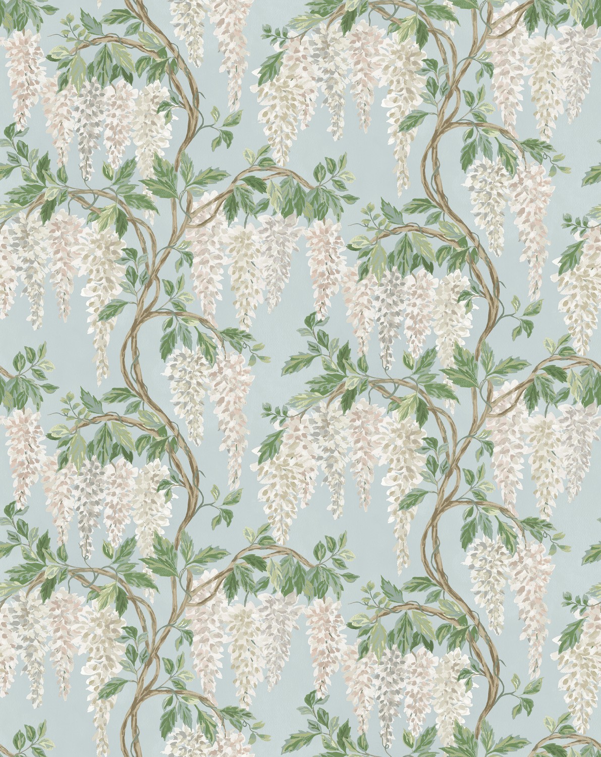 Carta da parati Wisteria Walk - Aqua/ Green