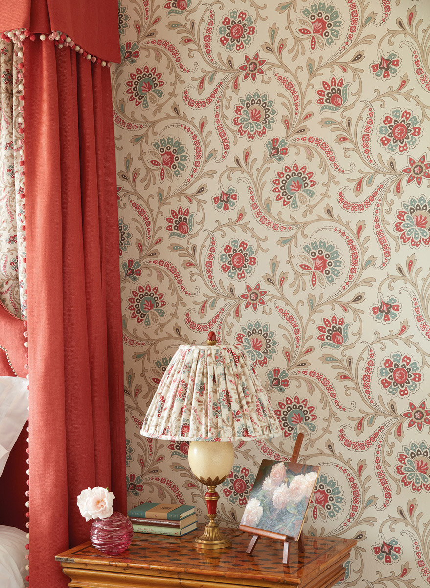 Tapete Bavilles - Red/ Teal /Taupe
