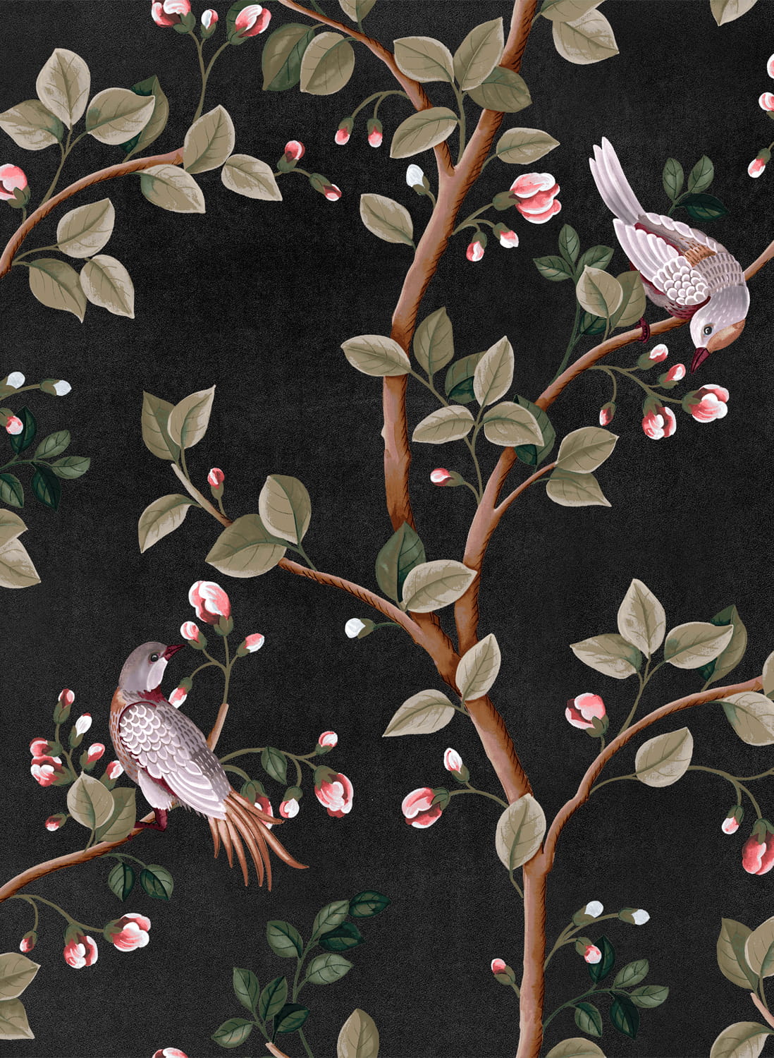 Tapete Birds Prosperity - Onyx