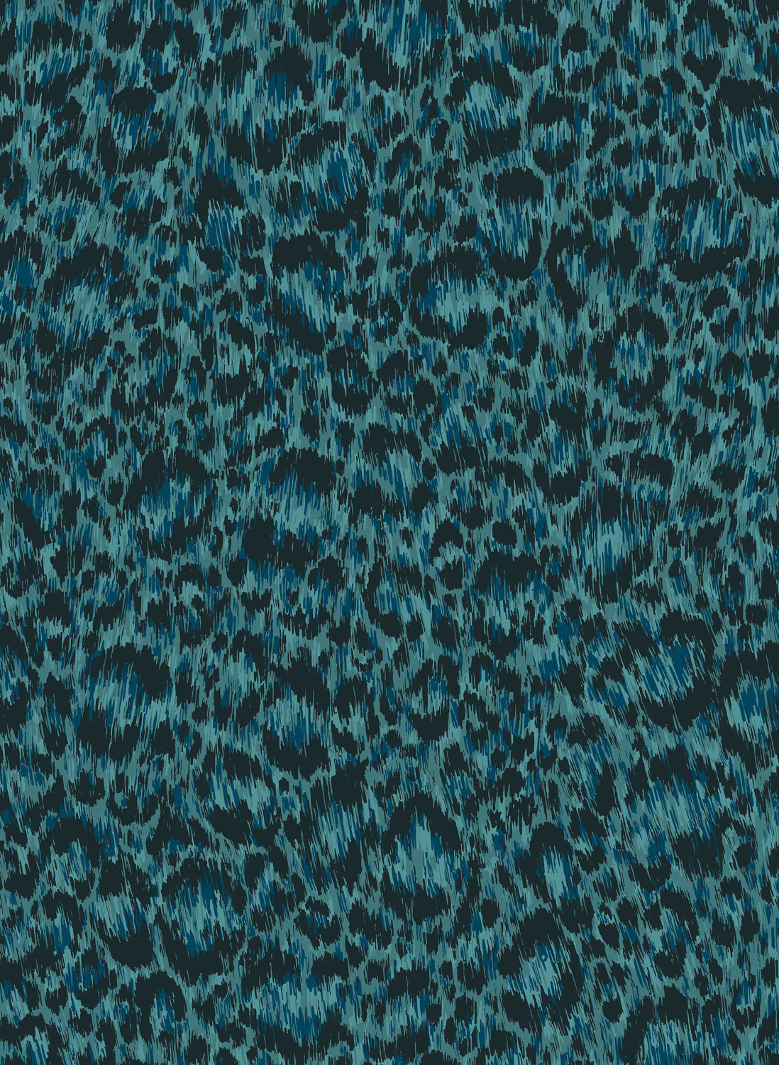 Carta da parati Hand-Painted Leopard - Petrol & Teal