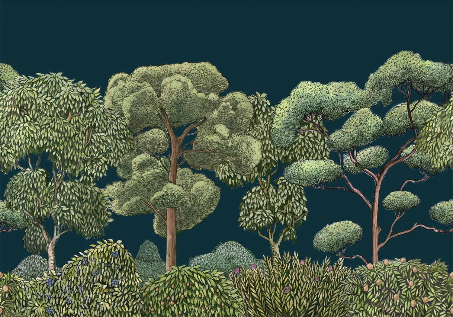 Wandbild Green Forest - Midnight