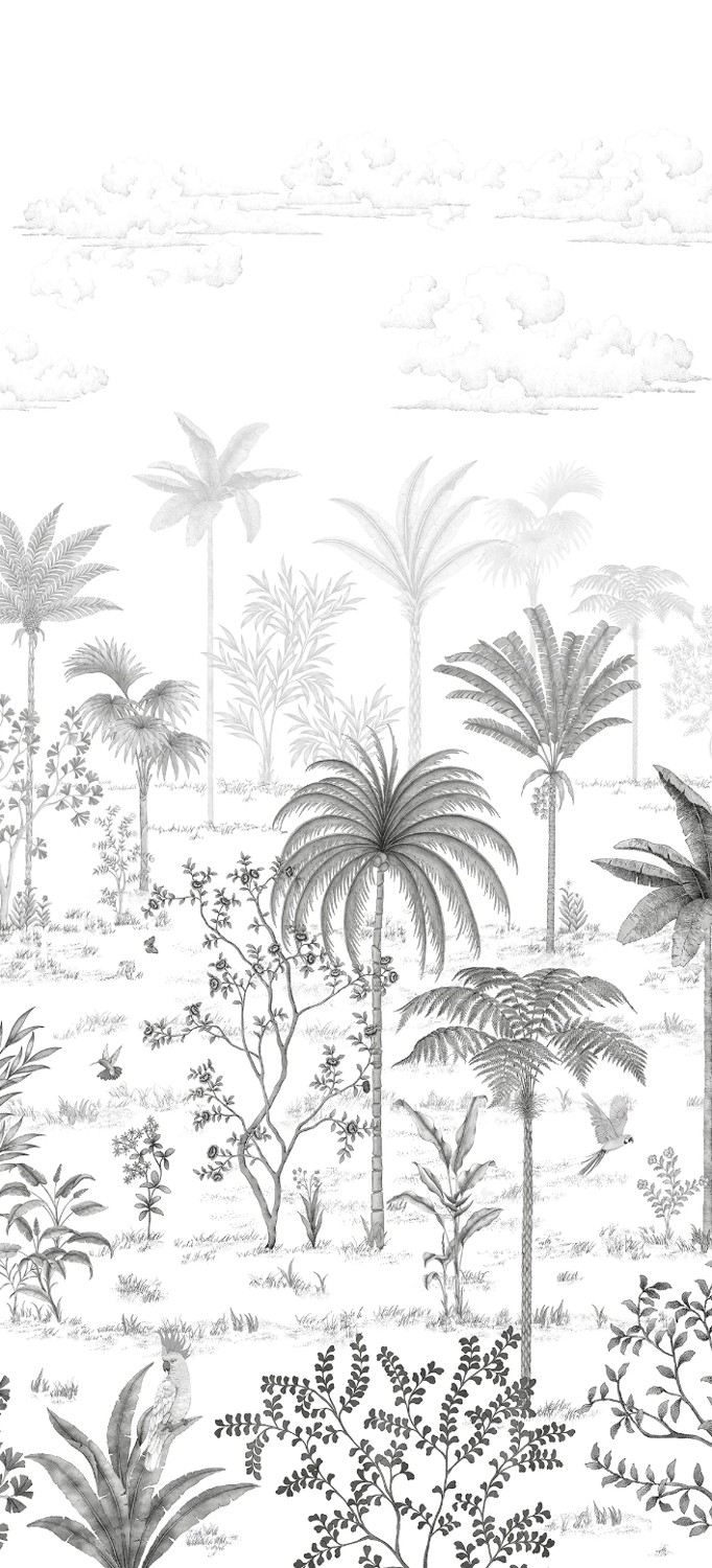 Papier peint Sur la route de Samarcande - Gris Panel B