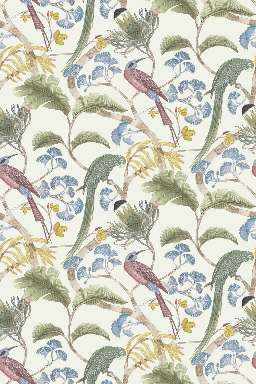 Tapete Living Branches - Ivory/ Soft Olive/ Yellow