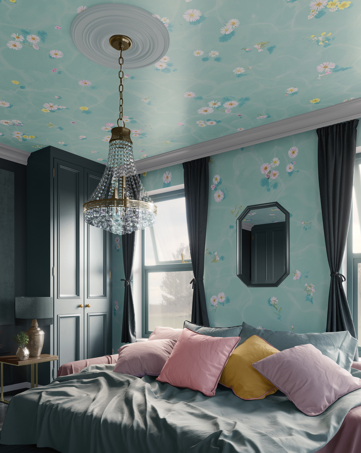 Tapete Floral Bath - Blue