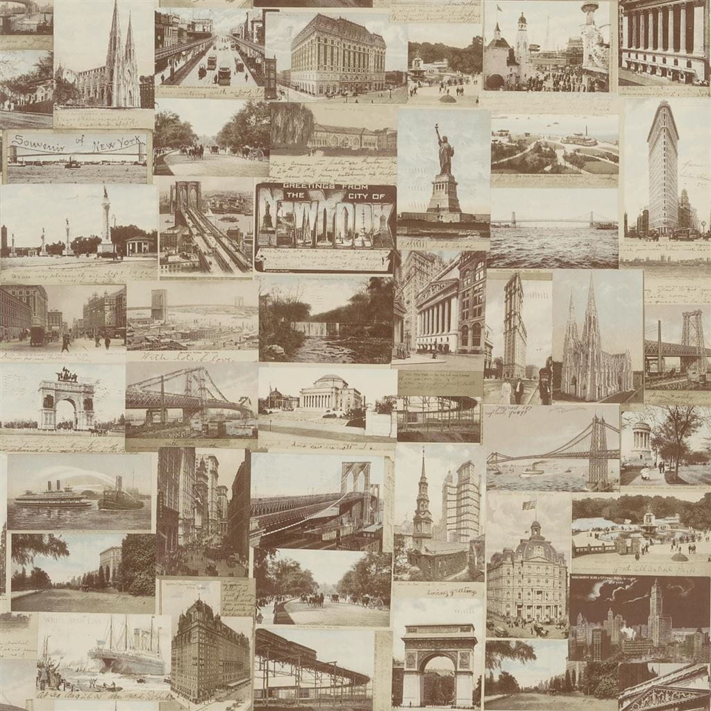 Tapete New York Postcard - Sepia