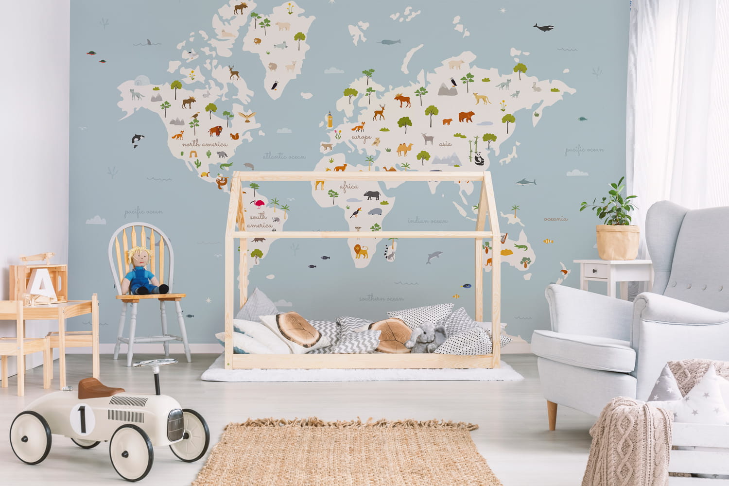Wandbild Animal Map - Aqua