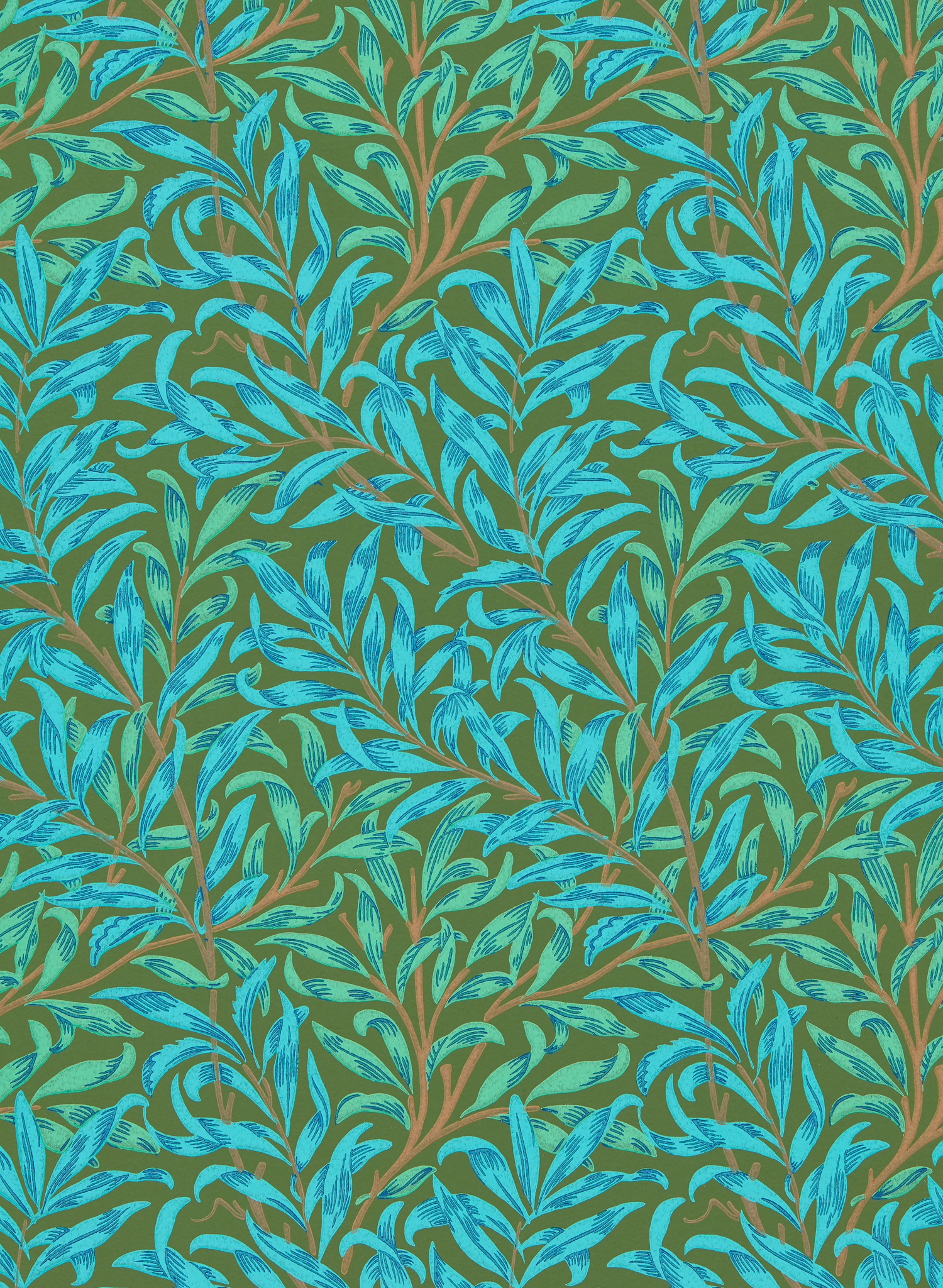 Tapete Willow Bough - Olive/ Turquoise