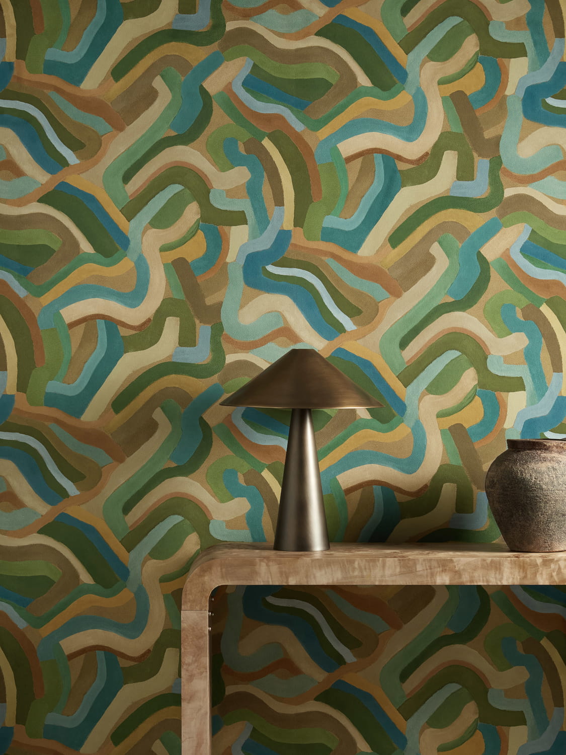 Tapete Spiralis - Ochre/ Turquoise/ Forest