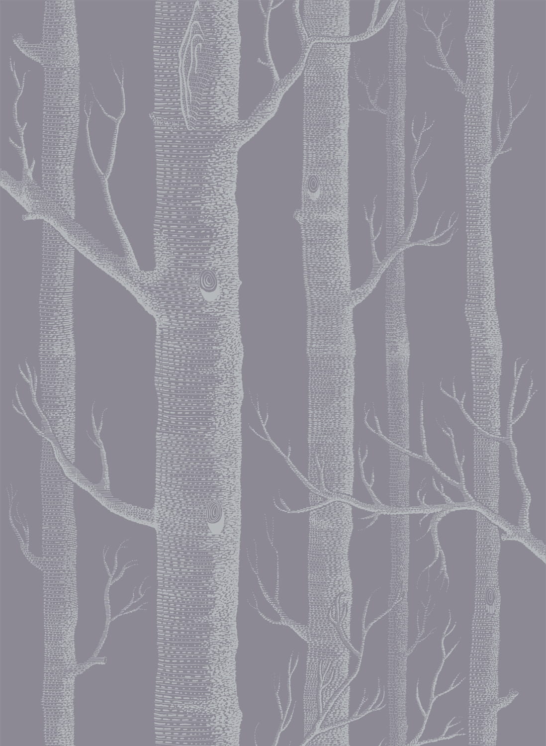 Tapete Woods - White on Lilac Grey