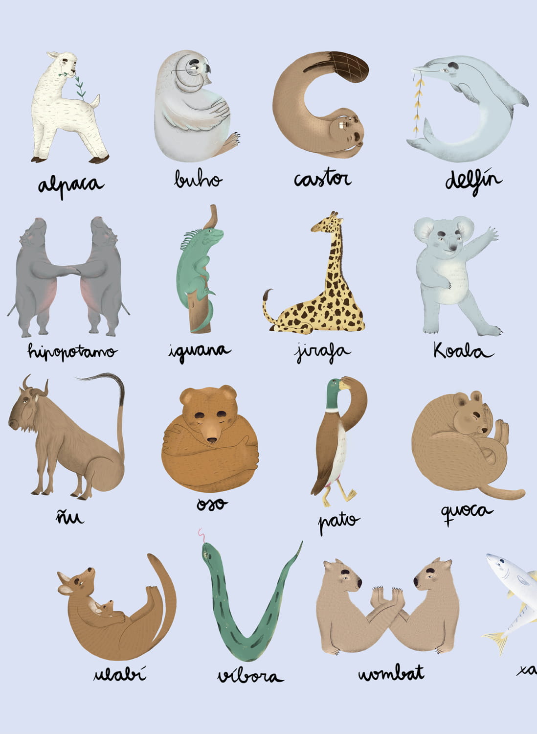 Wandbild Animal Alphabet - Azure