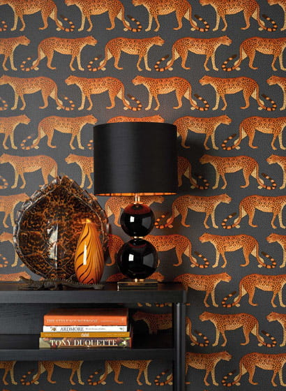Tapete Leopard Walk - Charcoal/ Orange