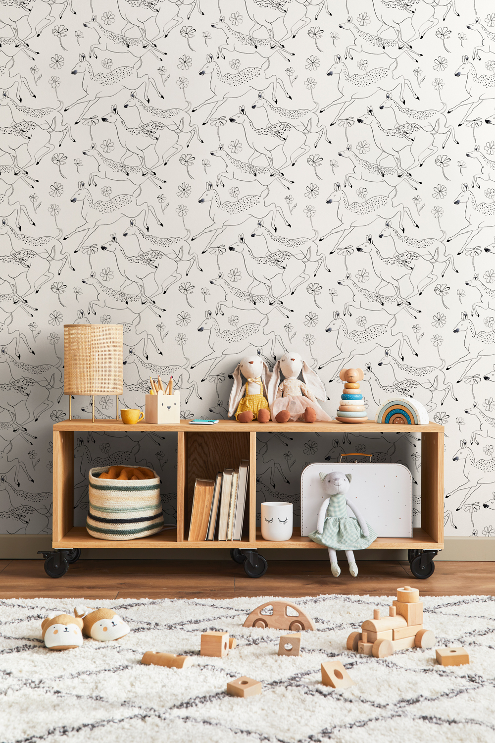 Wandbild Jumping Bambis - Linen