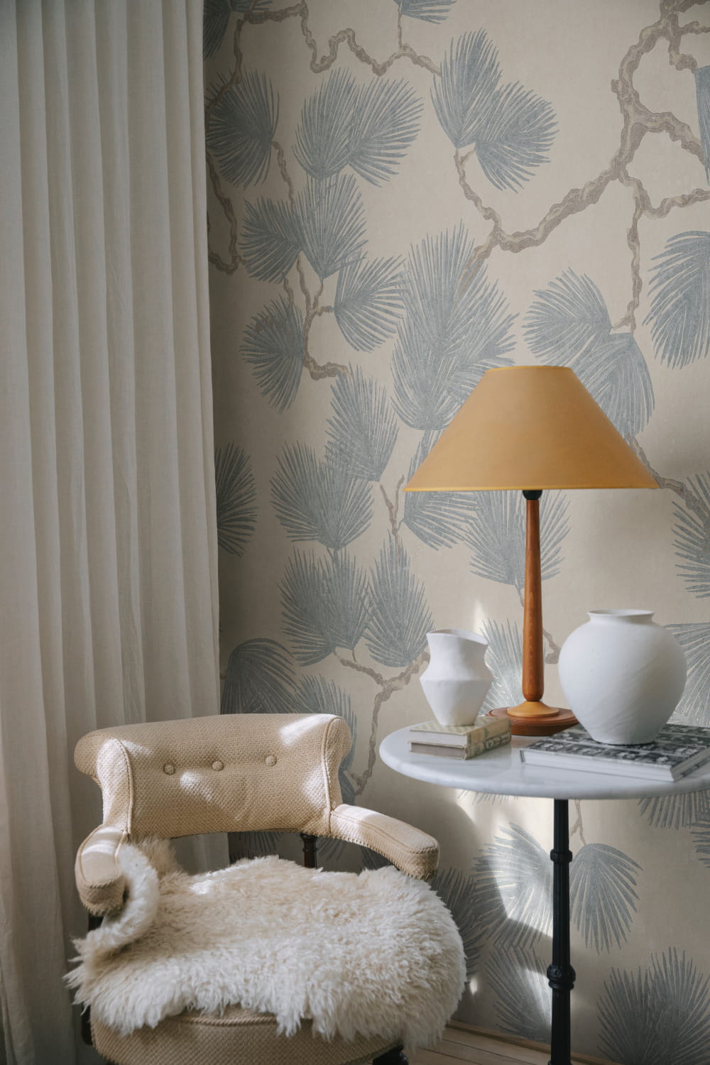 Wandbild Pine Mural - Misty Blue