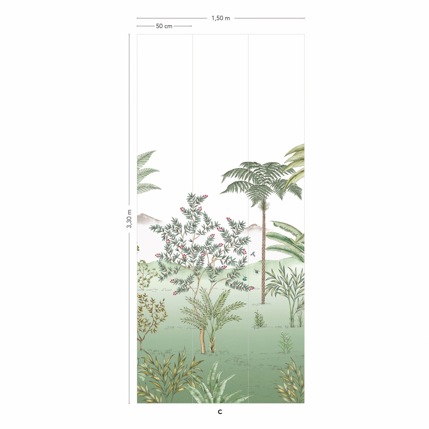 Wandbild Jardin des Oiseaux Jade - Panel C