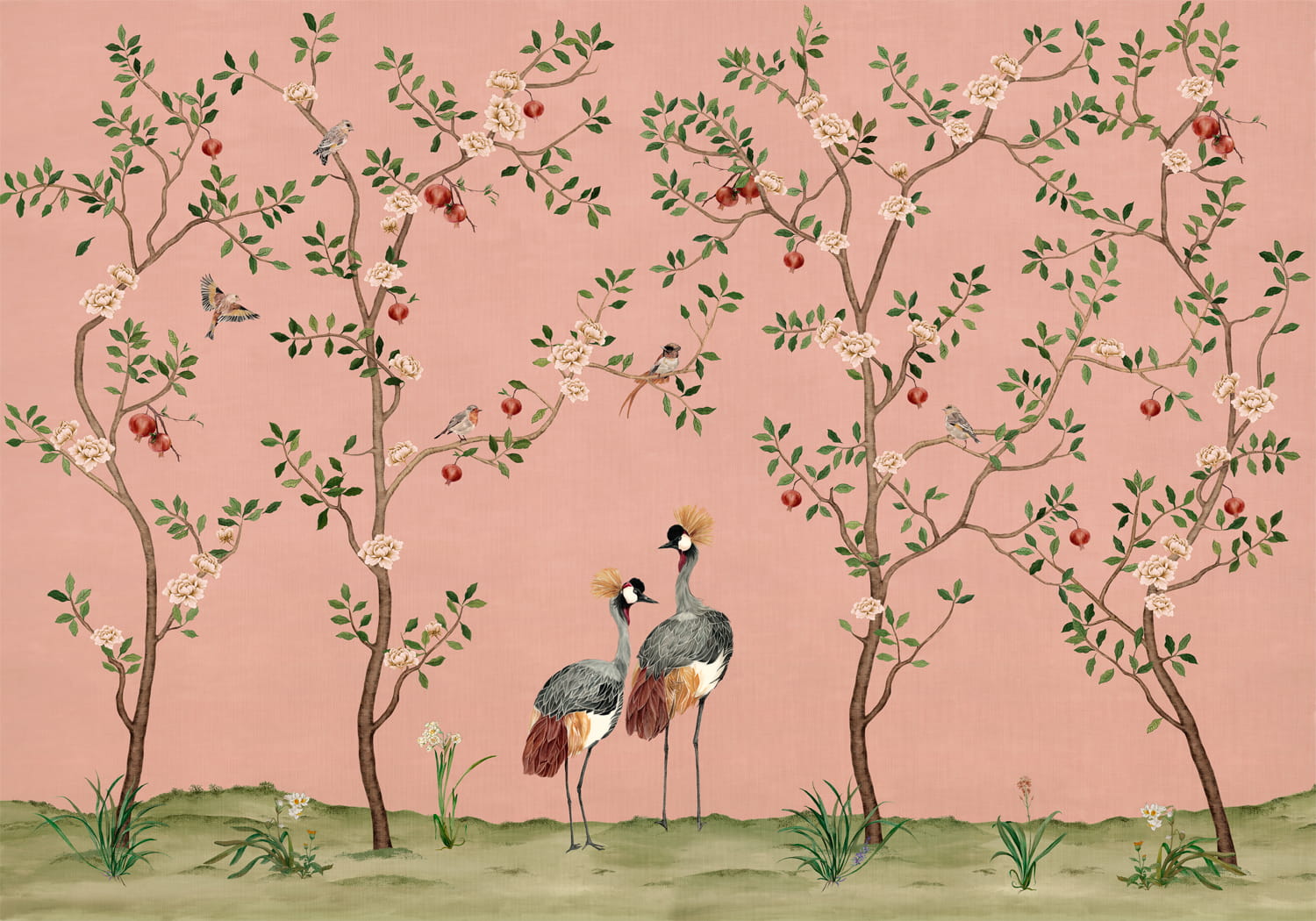Wandbild Crowned Crane - Rose