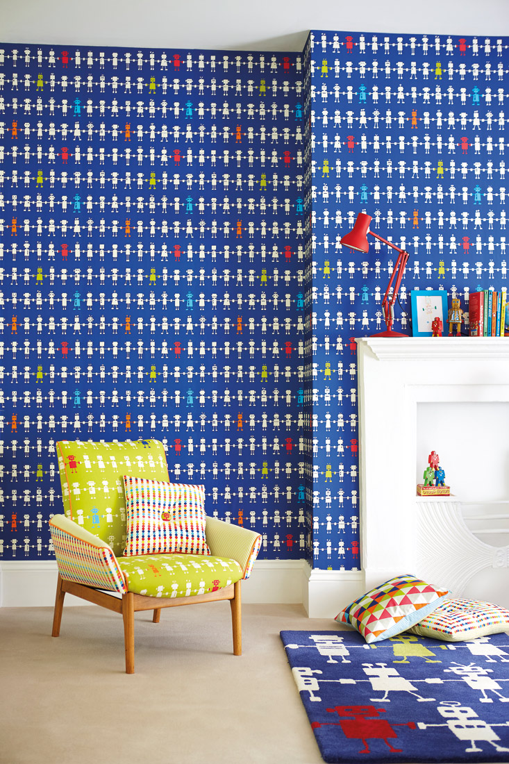 Tapete Reggie Robot - blau/ bunt
