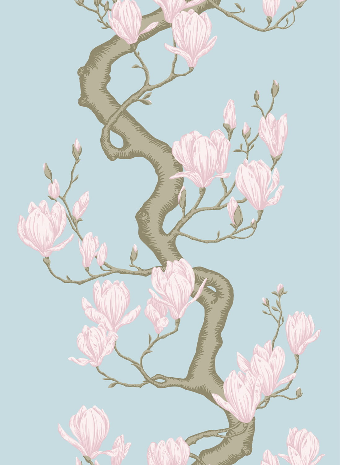 Tapete Magnolia Tree - Sky Blue and Blush