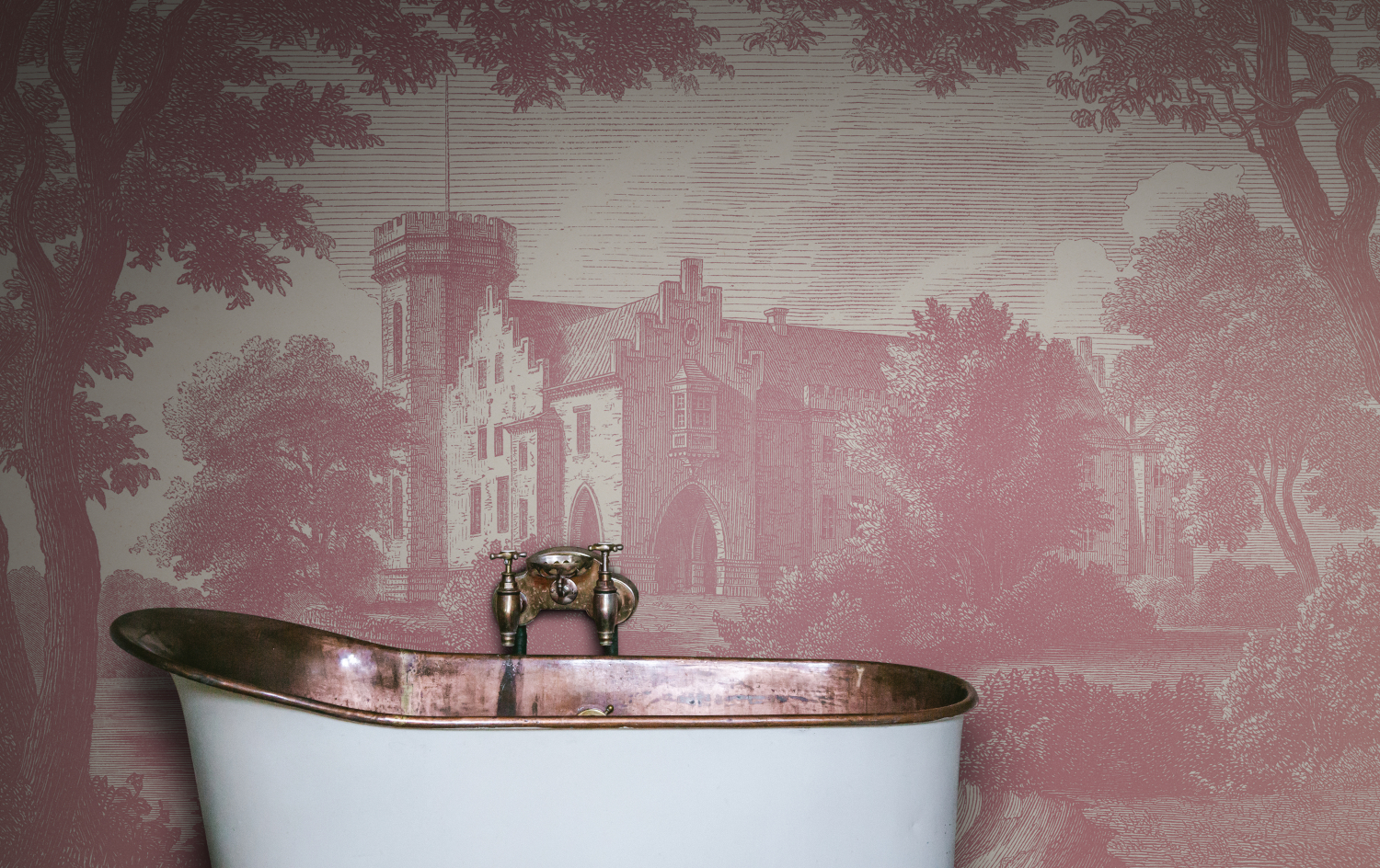 Wandbild Swan Pond - Dusty Pink