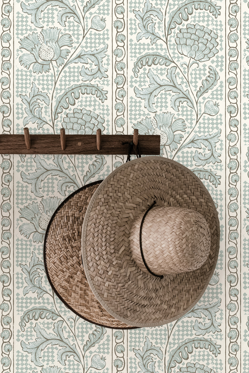Tapete Floral Check - Barton Blue and Cotswold White