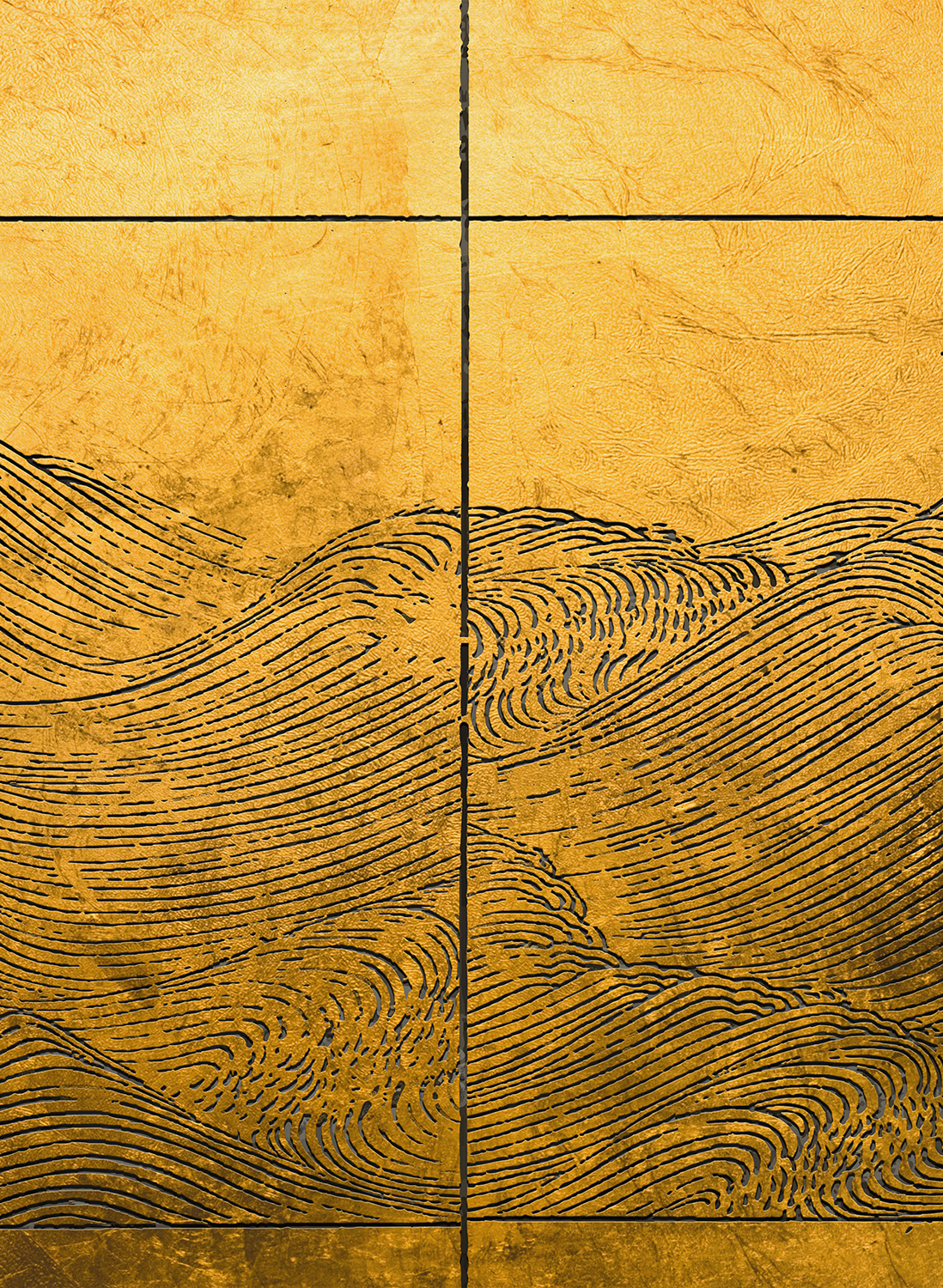Wandbild Waves - Gold