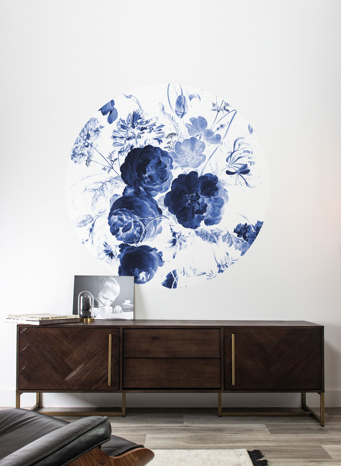 Wandbild Royal Blue Flowers 1 Circle