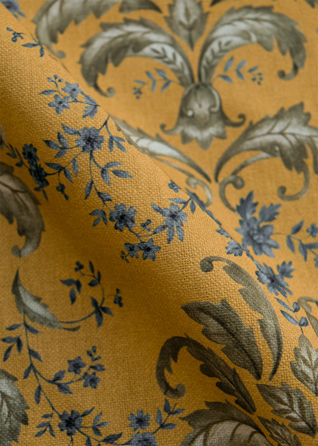 Stoff French Damask - Curry