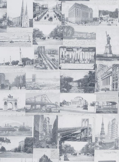 Tapete New York Postcard - Light Grey