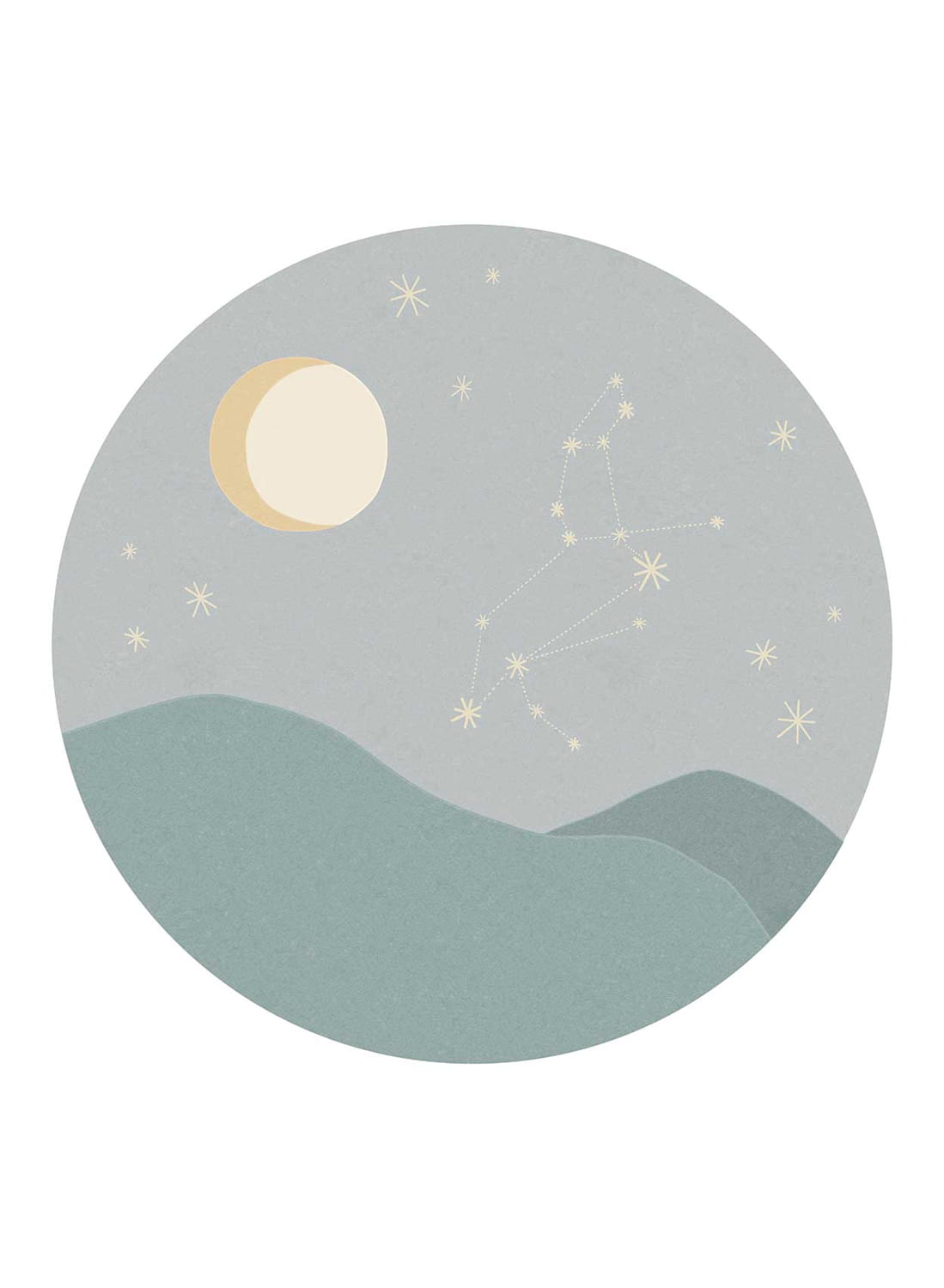 Wandbild Star Sign Circles Blue - Leo