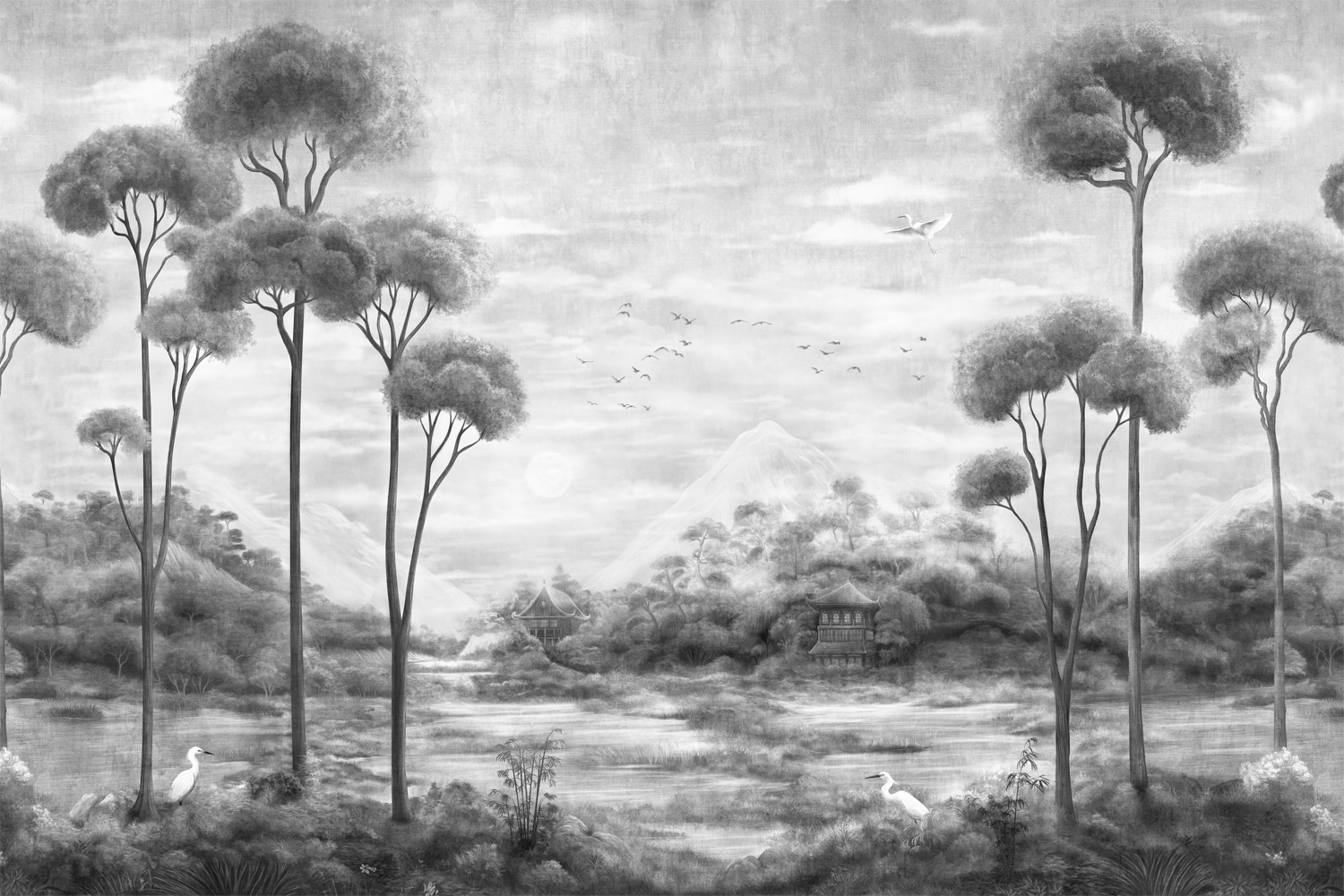 Wandbild Xi Hu Lake - Onyx - Linen