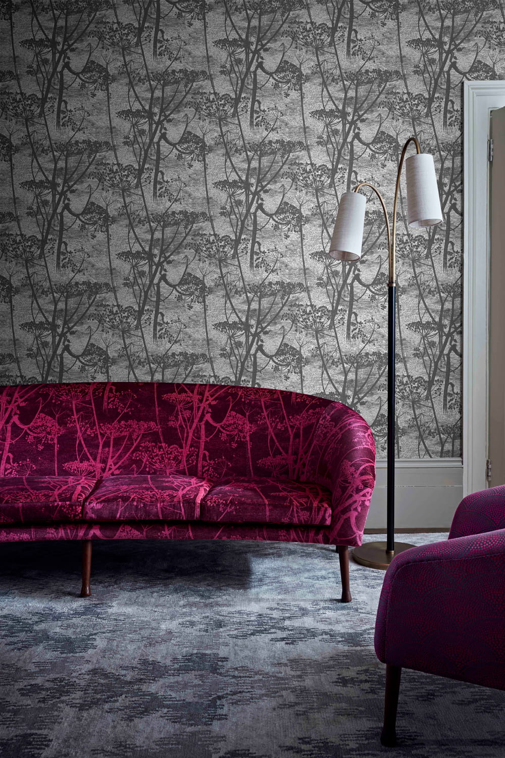 Stoff Cow Parsley Velvet - Magenta & Plum