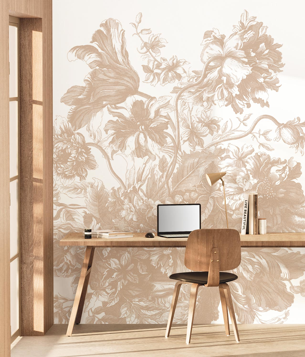 Wandbild Engraved Flowers Uyterlinde - Nude 292 cm