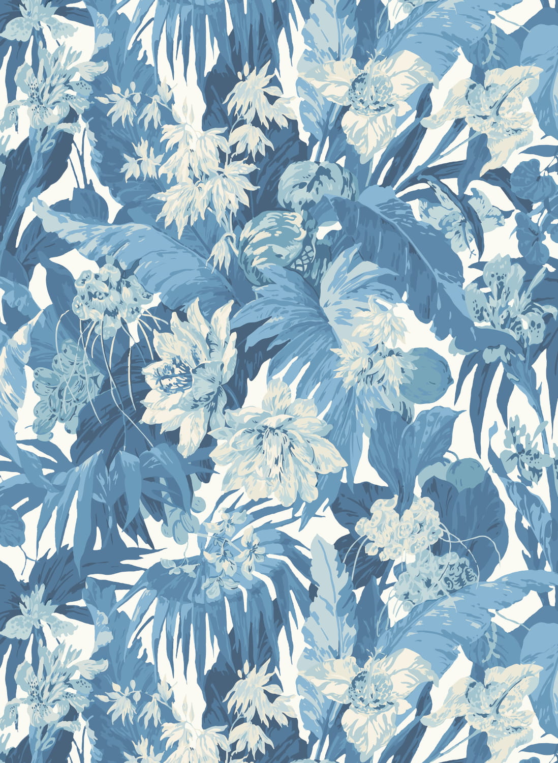 Tapete Tropical Floral - Blue