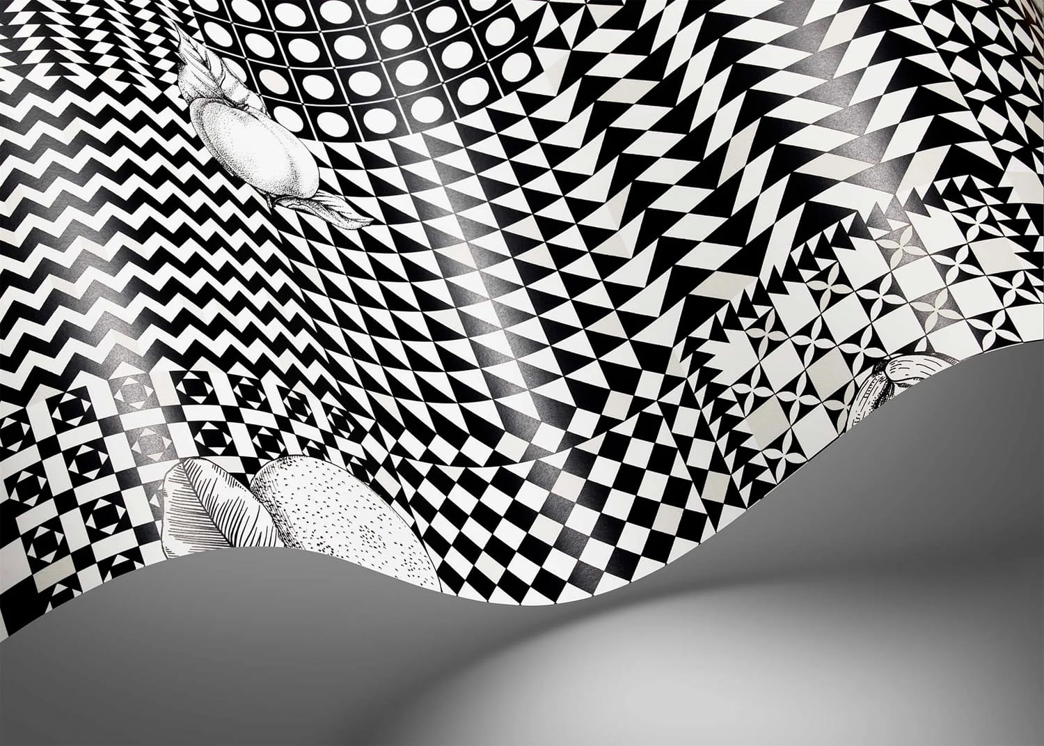 Tapete Frutta e Geometrico - Black/ White