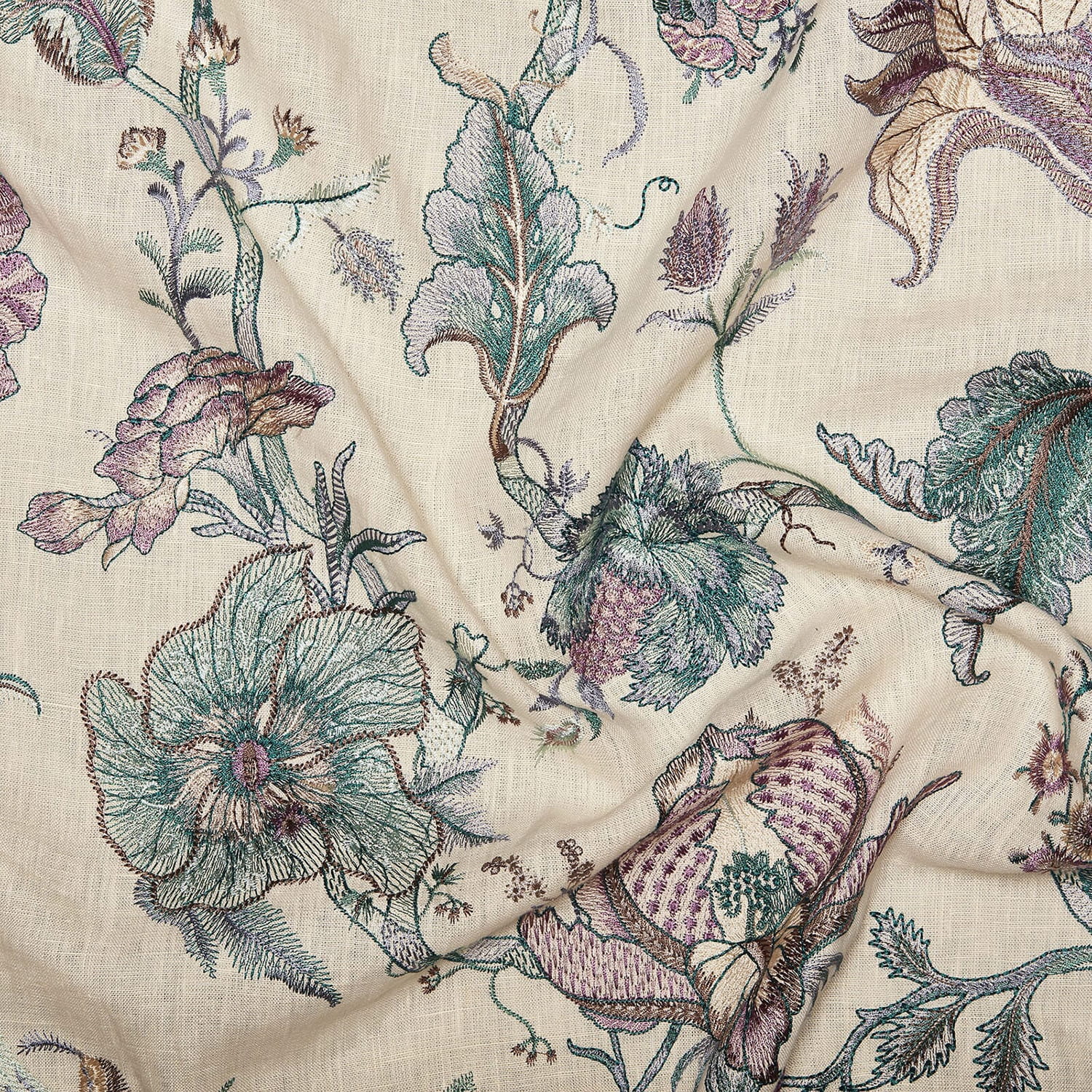 Tissu Artemis - Embroidered Linen - Alabaster