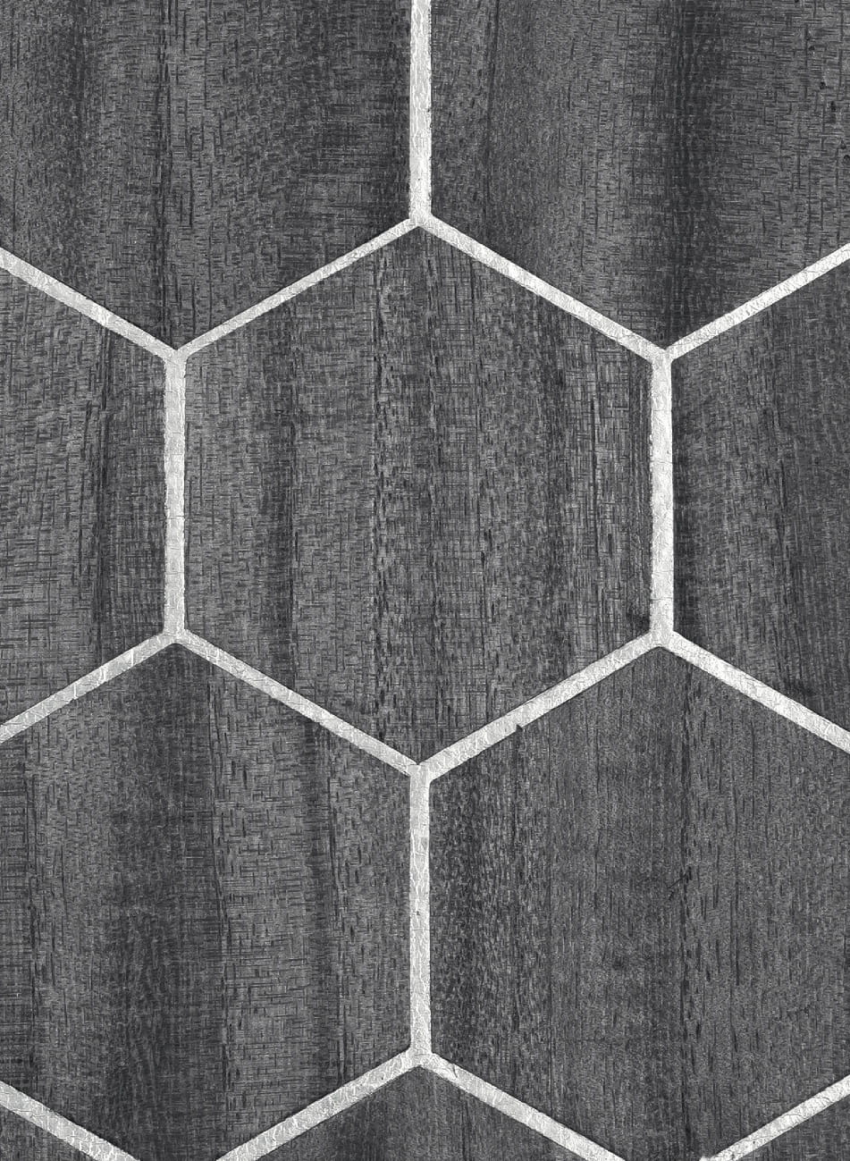 Papier peint Bois Alvéolé - Gris Argent