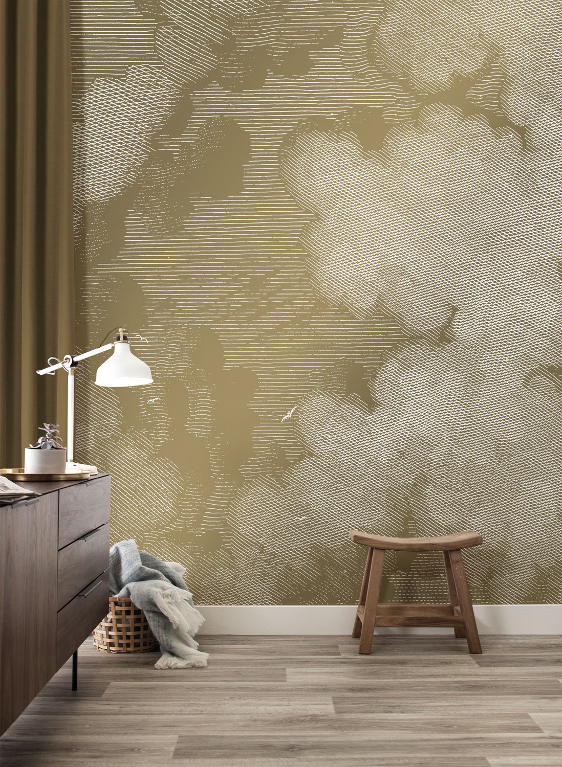 Wandbild Engraved Clouds Gold 2