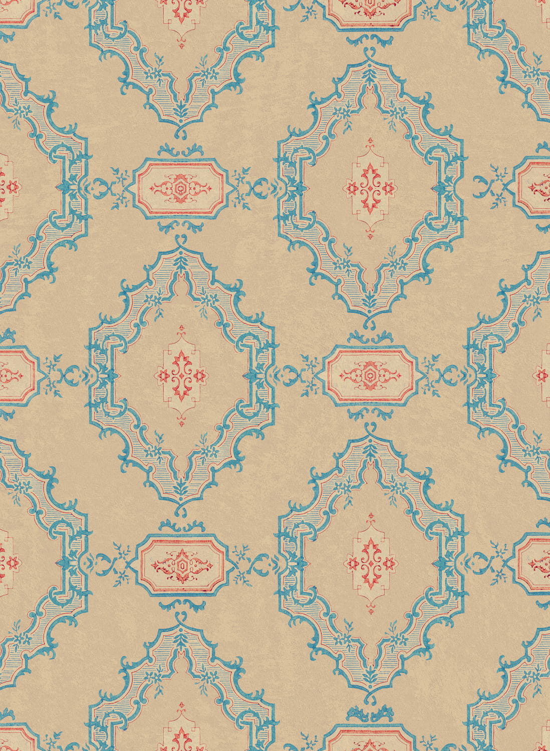 Tapete The Bar Tapestry - Taupe/ Blue/ Red