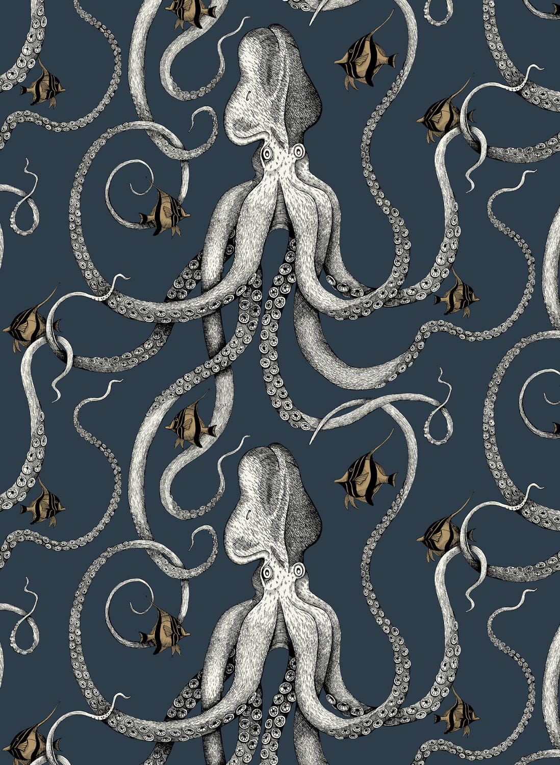 Tapete Octopoda - Deep Sea Blue