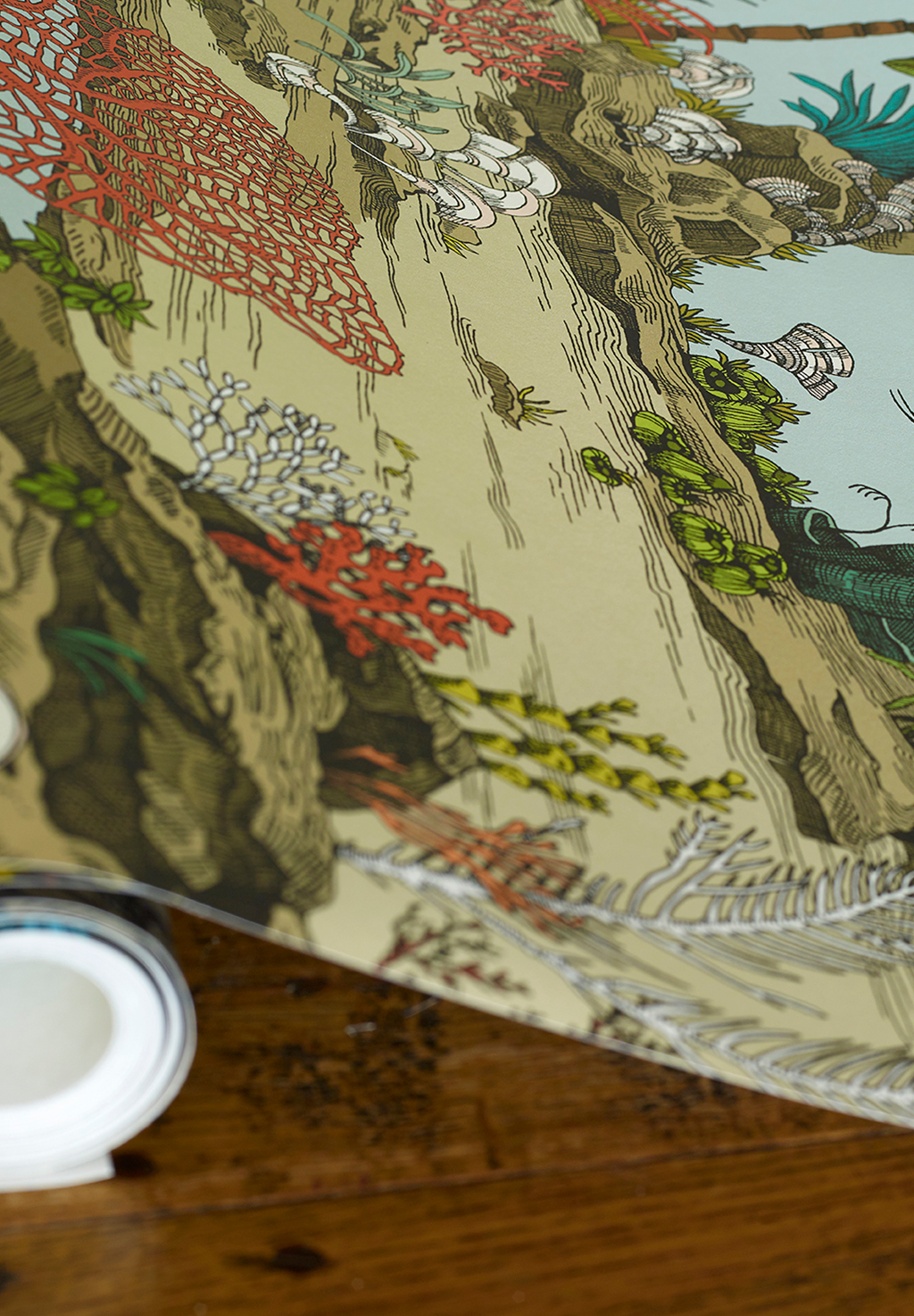 Tapete Underwater Jungle - Soft Aqua/ Coral