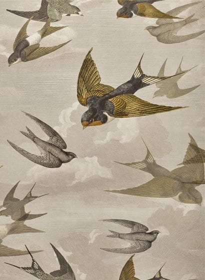 Tapete Chimney Swallows - Sepia