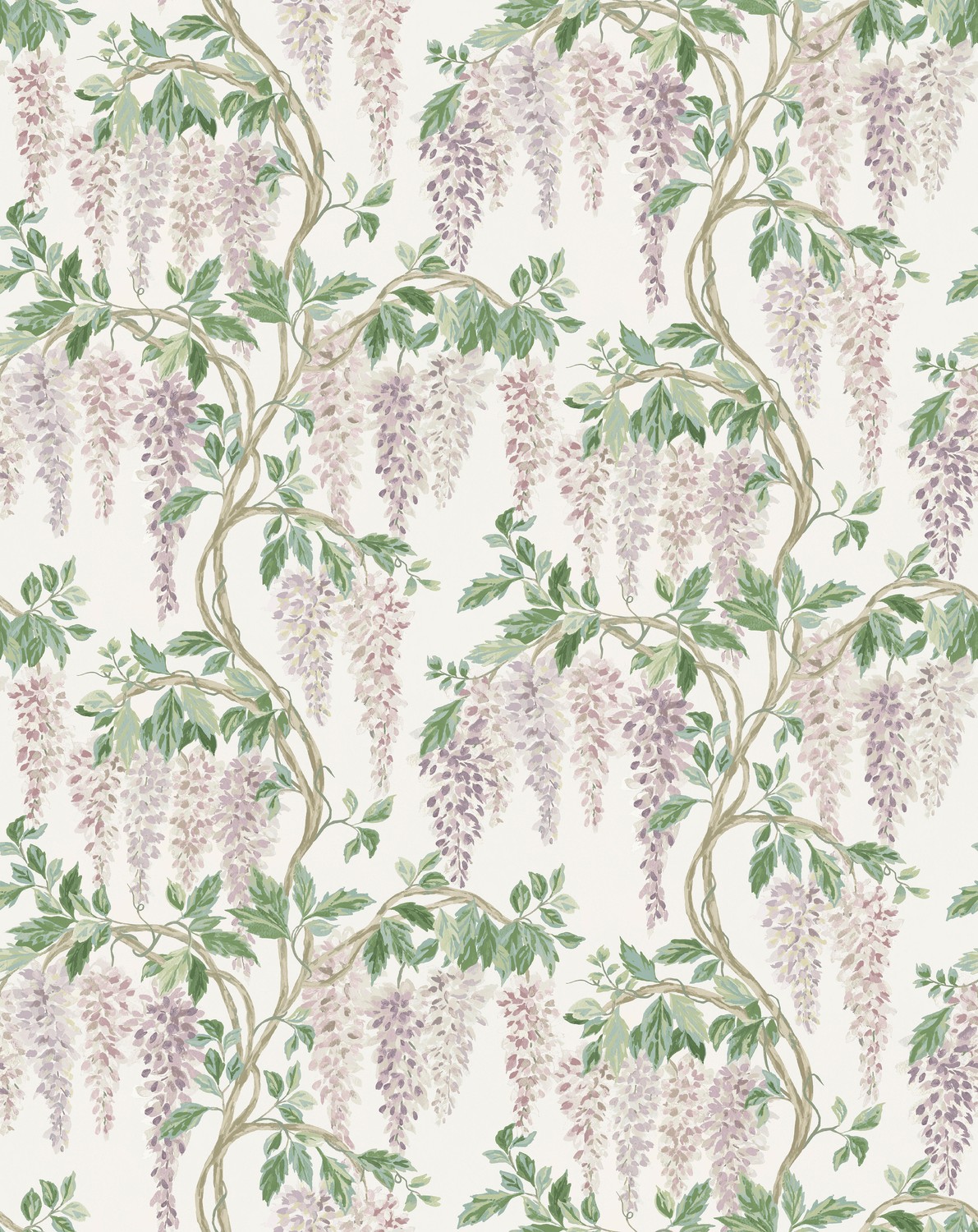 Carta da parati Wisteria Walk - Lilac/ Green