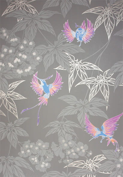 Tapete Grove Garden - Chocolate/ Lilac-blue