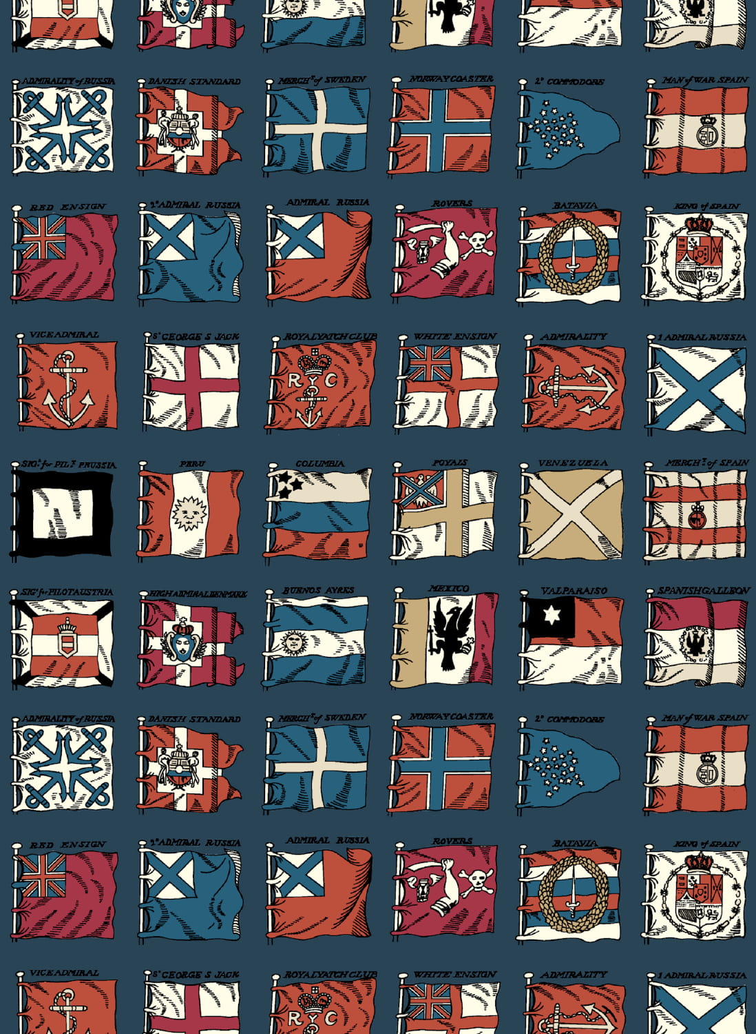 Tapete Naval Ensigns - Indigo/ Red