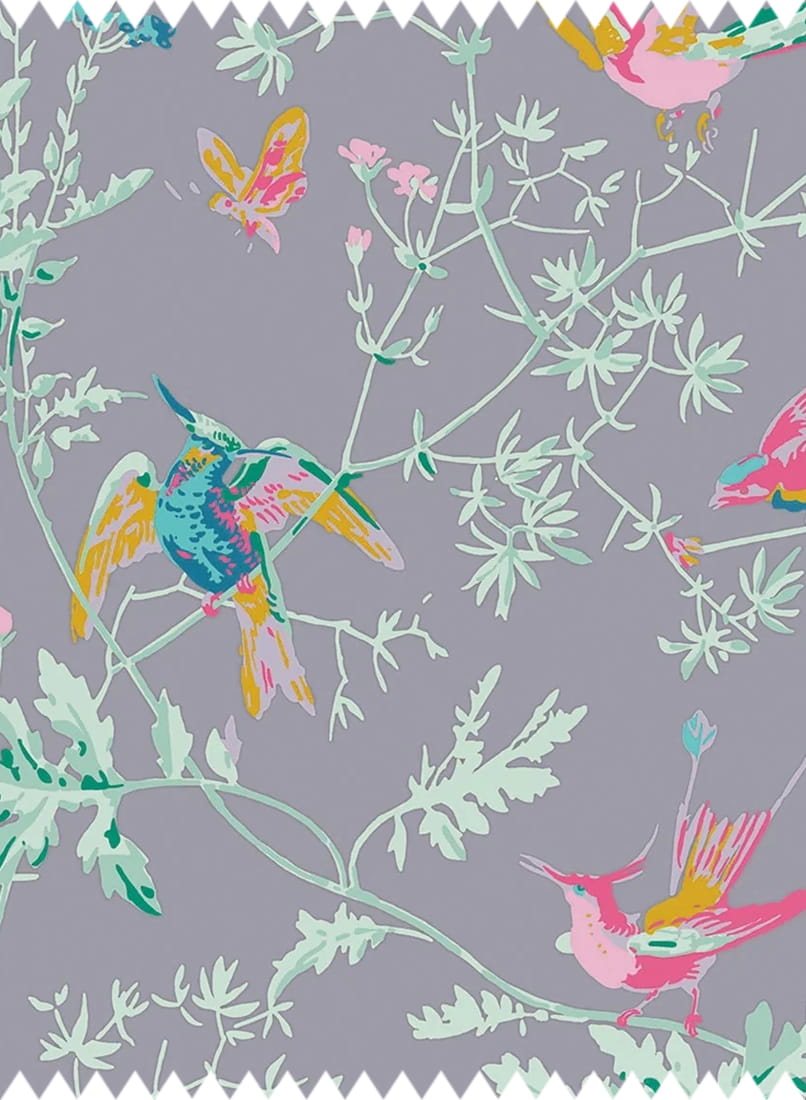 Stoff Hummingbirds Silk - Periwinkle
