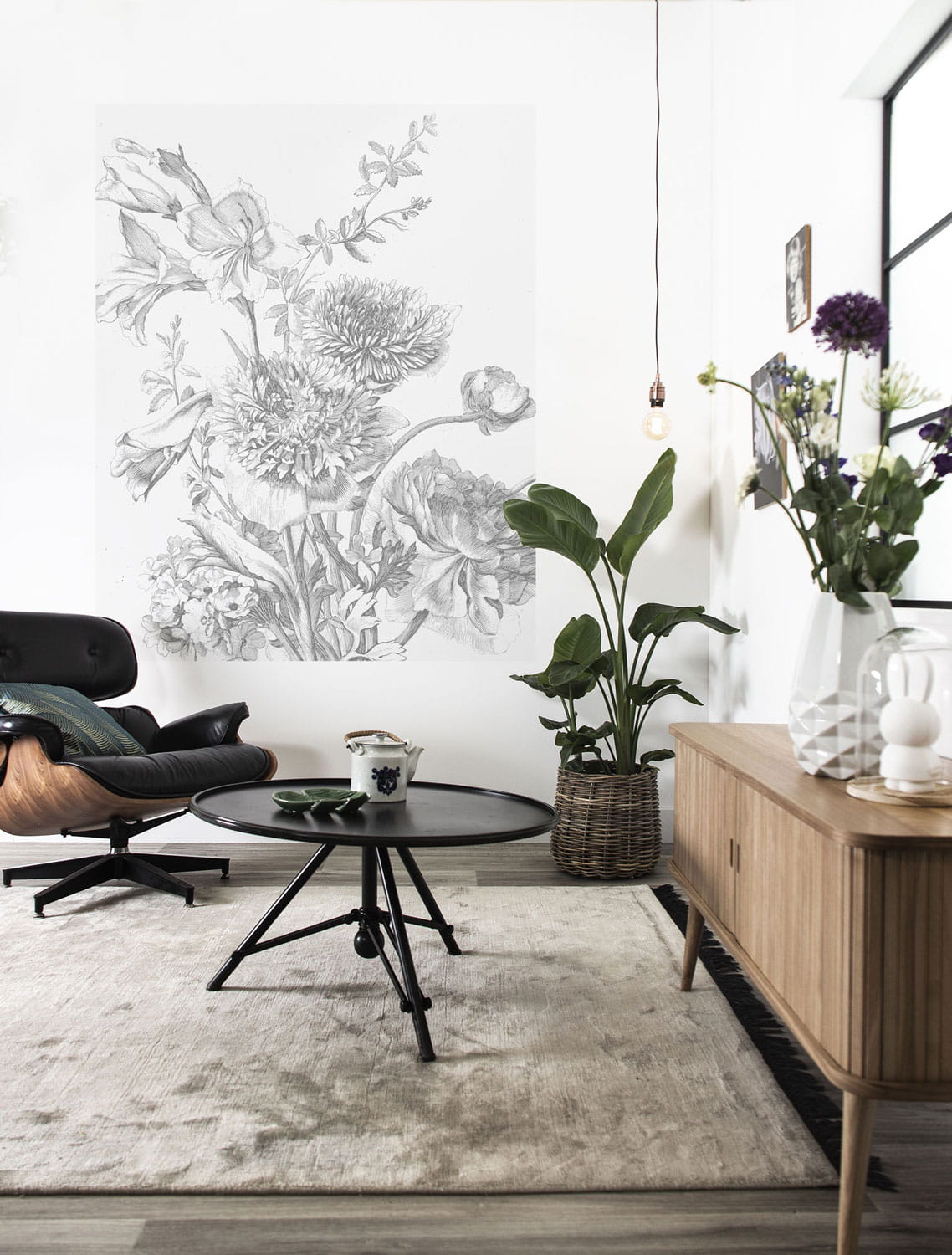 Wandbild Engraved Flowers 2 - XS