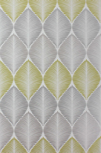 Papier peint Leaf Fall - Metallic Silver/ Gilver/ Primrose